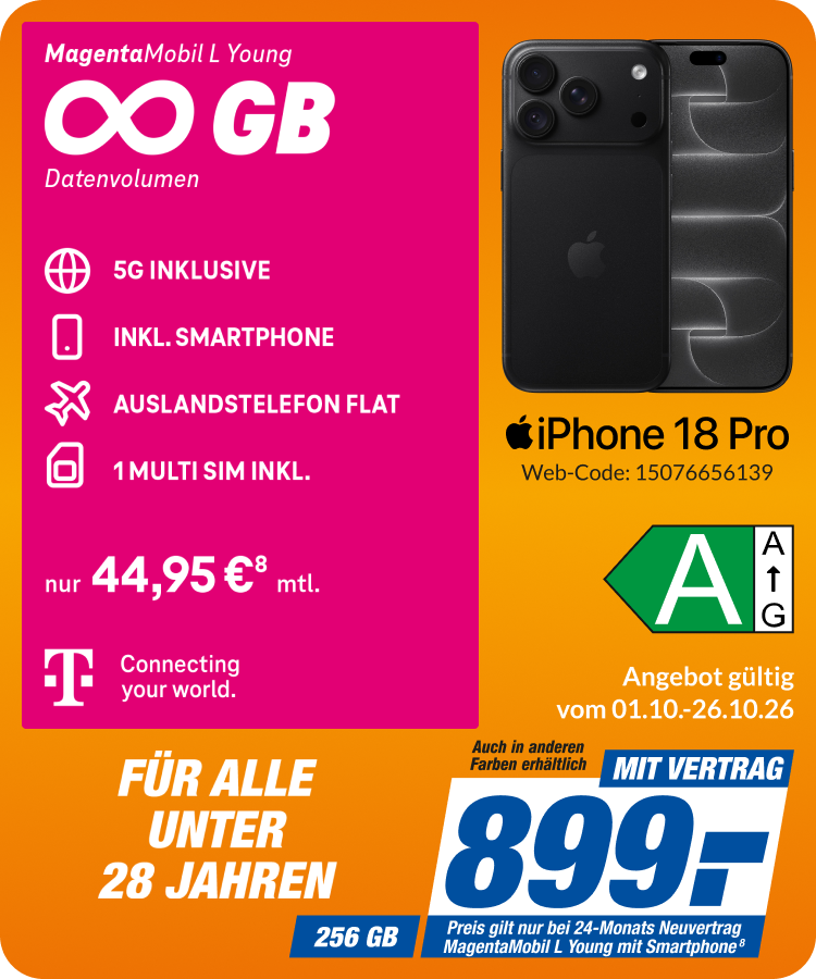 iPhone 18 Pro mit Magenta Mobil L Young für 899€!