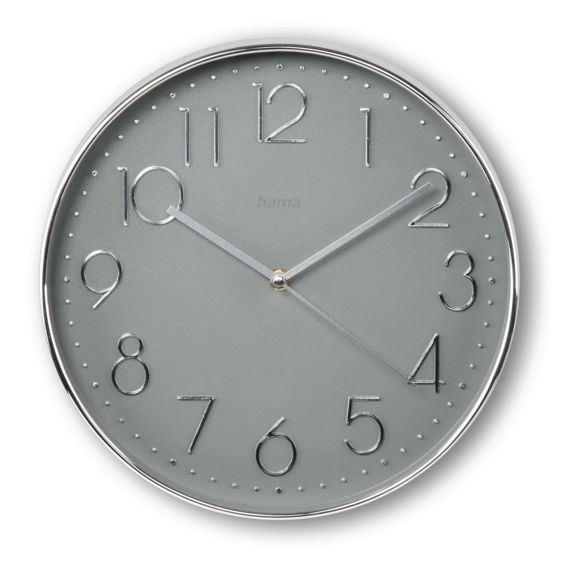 Wanduhr "Korsika", Ø 30 cm, ohne Ticken, Silber/Grau (00185874)