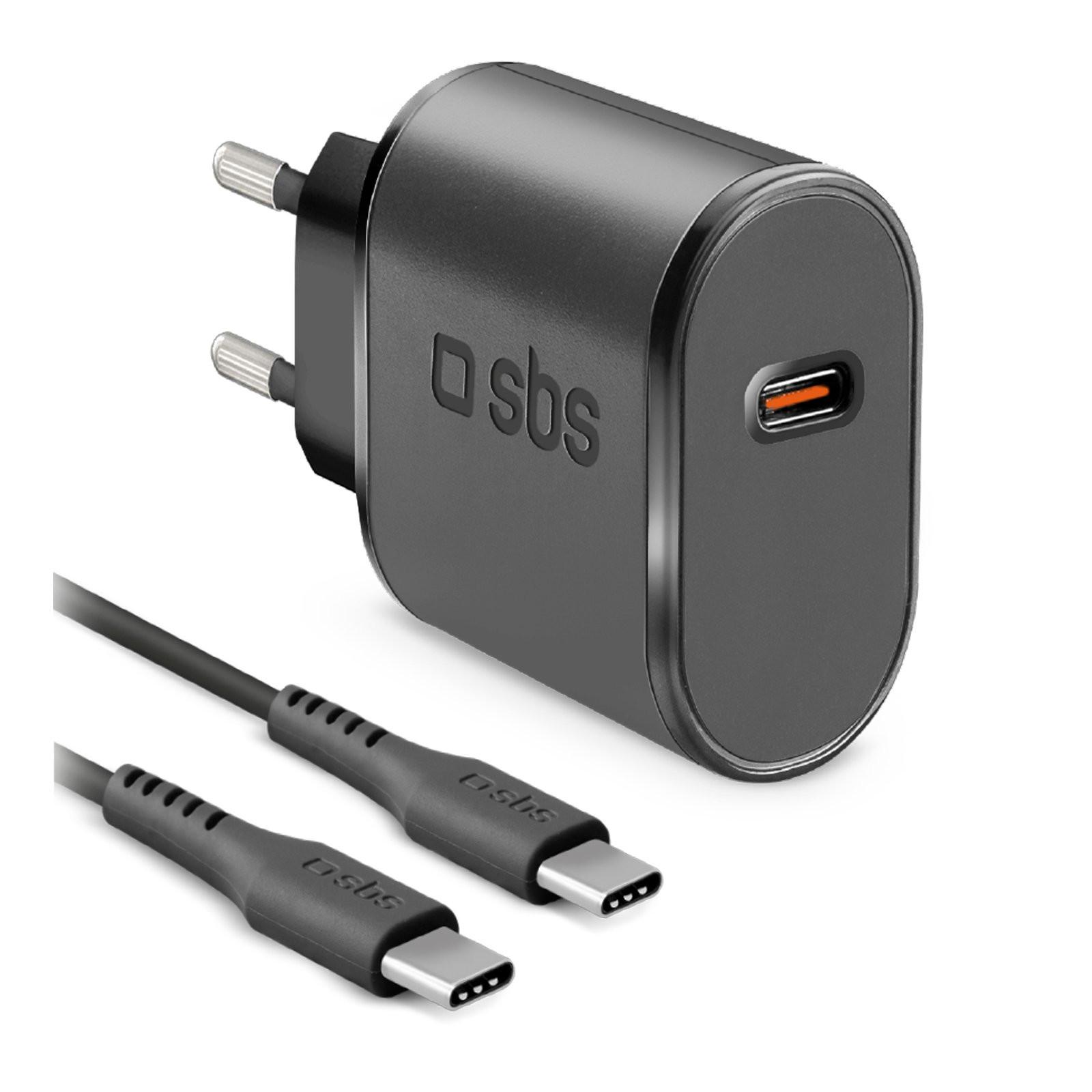 Kit mit 15W Netzladegerät und Kabel, USB-C auf USB-C, 1 m, Schwarz