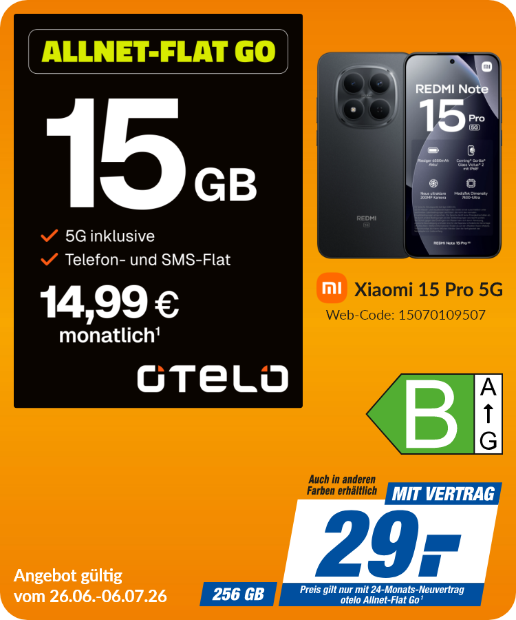 Note 15 Pro mit Allnet-Flat Go für 29€!