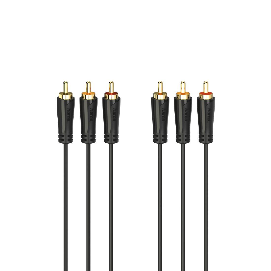 Audio-/Video-Kabel, 3 Cinch-Stecker - 3 Cinch-Stecker, vergoldet, 3,0 m (00205151)