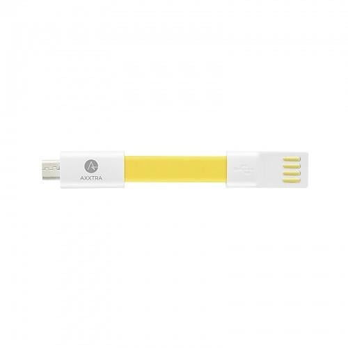 Schlüsselanhänger mit Datacable micro-USB 9cm weiß-gelb