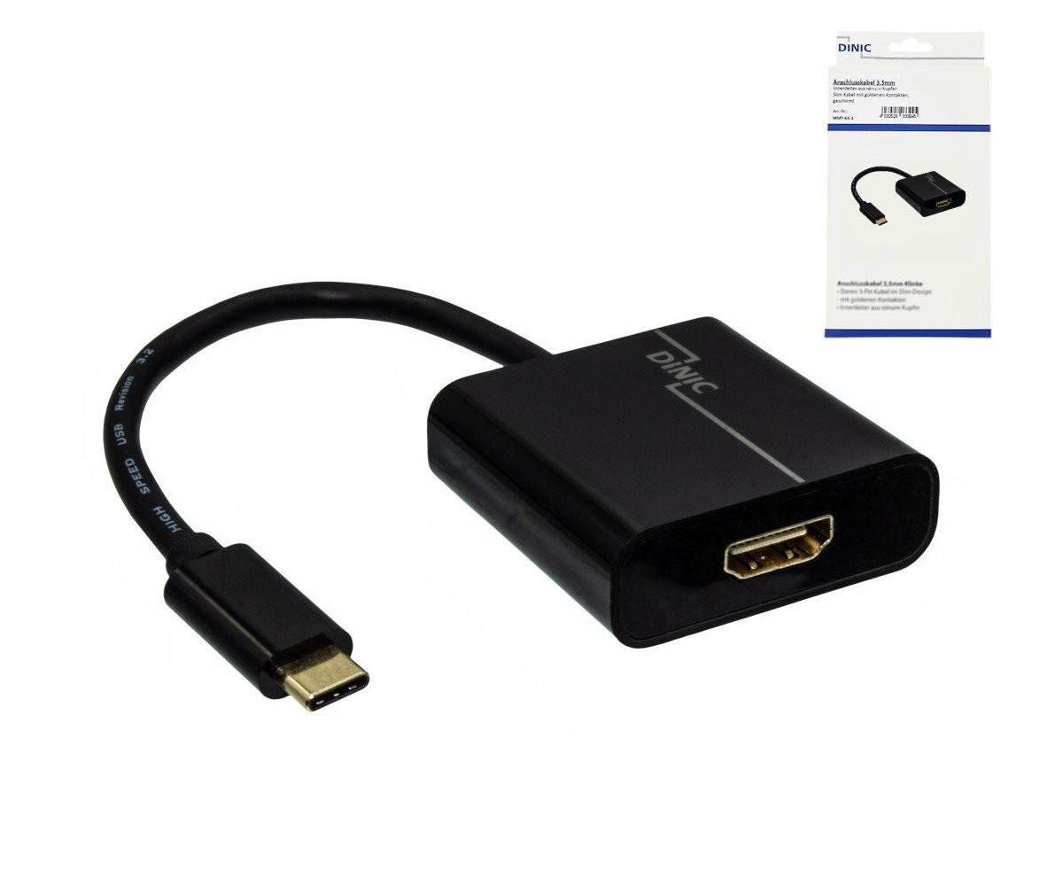 Adapter, USB-C-Stecker auf HDMI-Buchse, 4K, 60 Hz, Schwarz