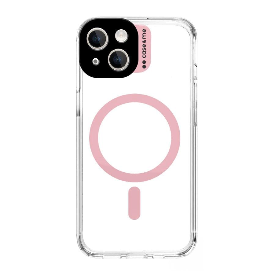 Case & Me Handyhülle für iPhone 15, 6,1 Zoll, Pink/Transparent