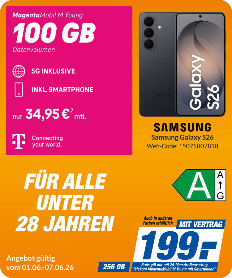 Samsung S26 mit Magenta Mobil M Young für 199€!