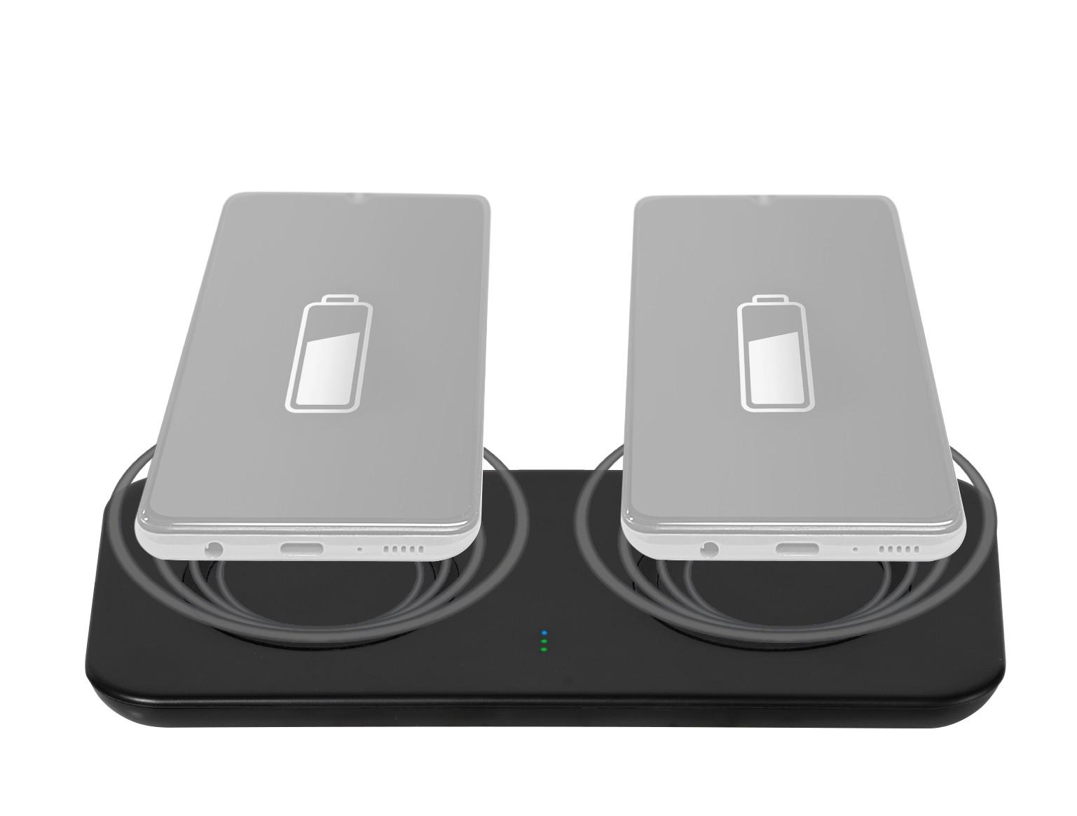 Dual Wireless Fast Charger, induktives QI Ladepad, USB Type-C™, 2x 10W (61339)