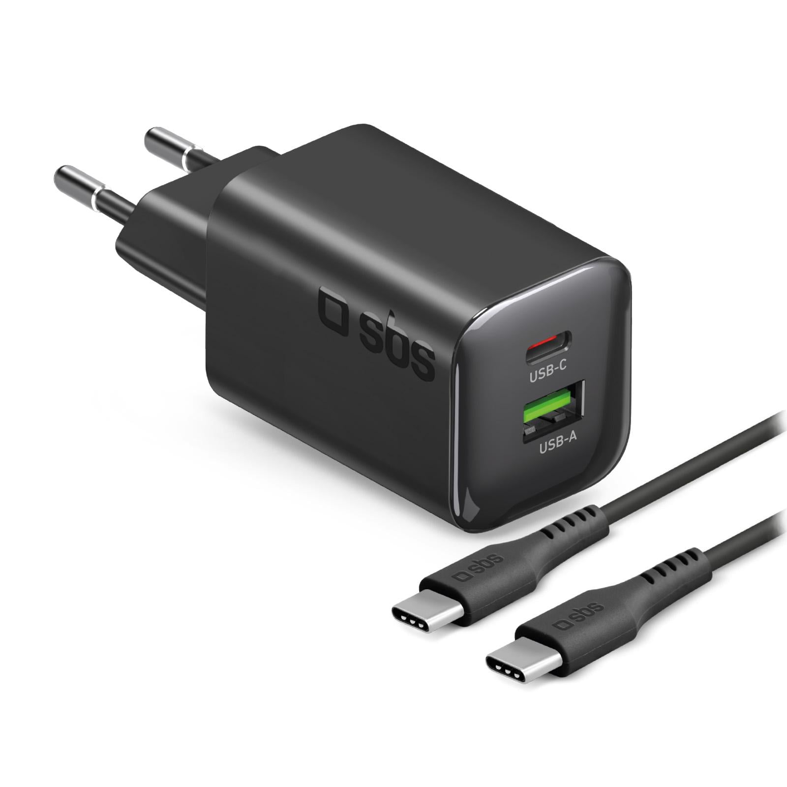 65W GaN Power Delivery Wandladegerät-Set mit USB-C-Kabel 1,5 m für schnelles Laden, Schwarz