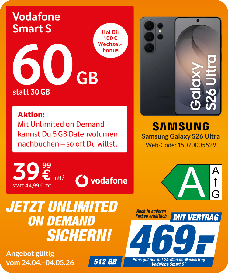 Galaxy S26 Ultra mit Smart S für 469€!