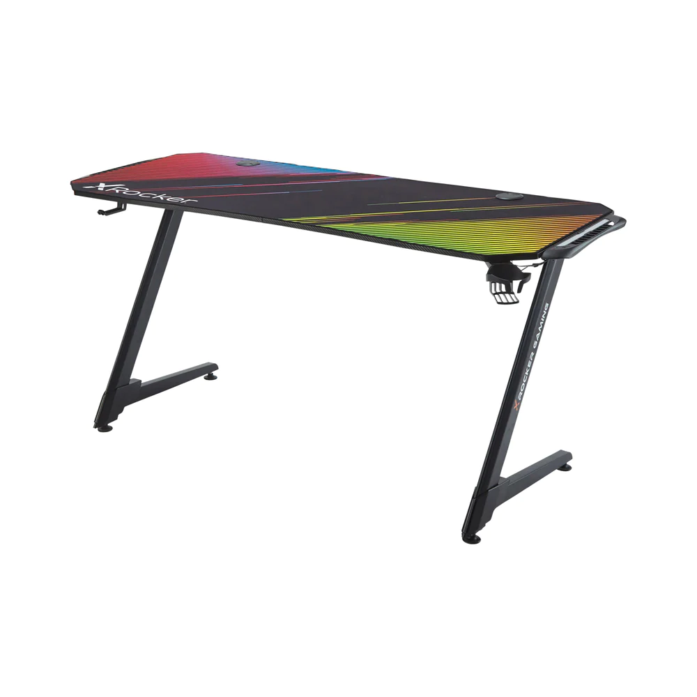 Gaming-Tisch Jaguar Aluminium Carbon mit sound-reaktiver RGB-Beleuchtung