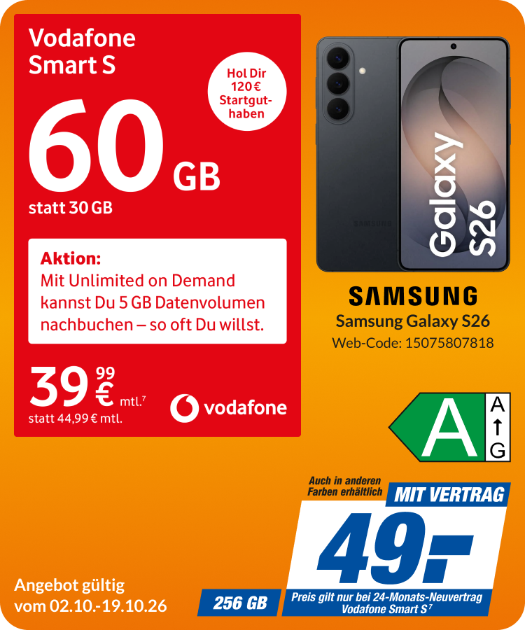 Samsung Galaxy S26 mit Smart S für 49€!