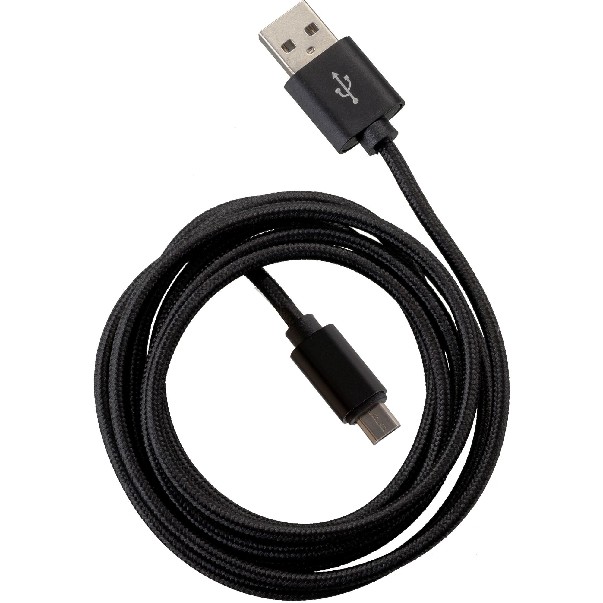 FASHION 3m USB Data Cable Black für Micro-USB mit Sync- und Ladefunktion (18411) USB auf Micro-USB Kabel