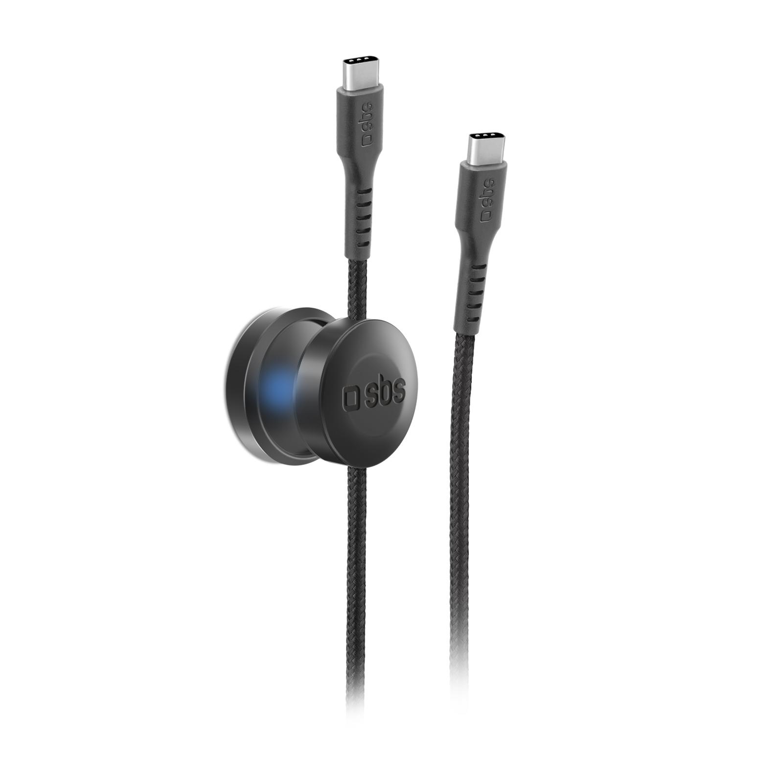 USB-C auf USB-C Kabel mit Magnethalterung Schwarz