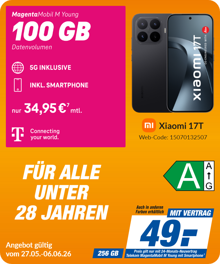 Xiaomi 17T mit Magenta Mobil M Young für 49€!