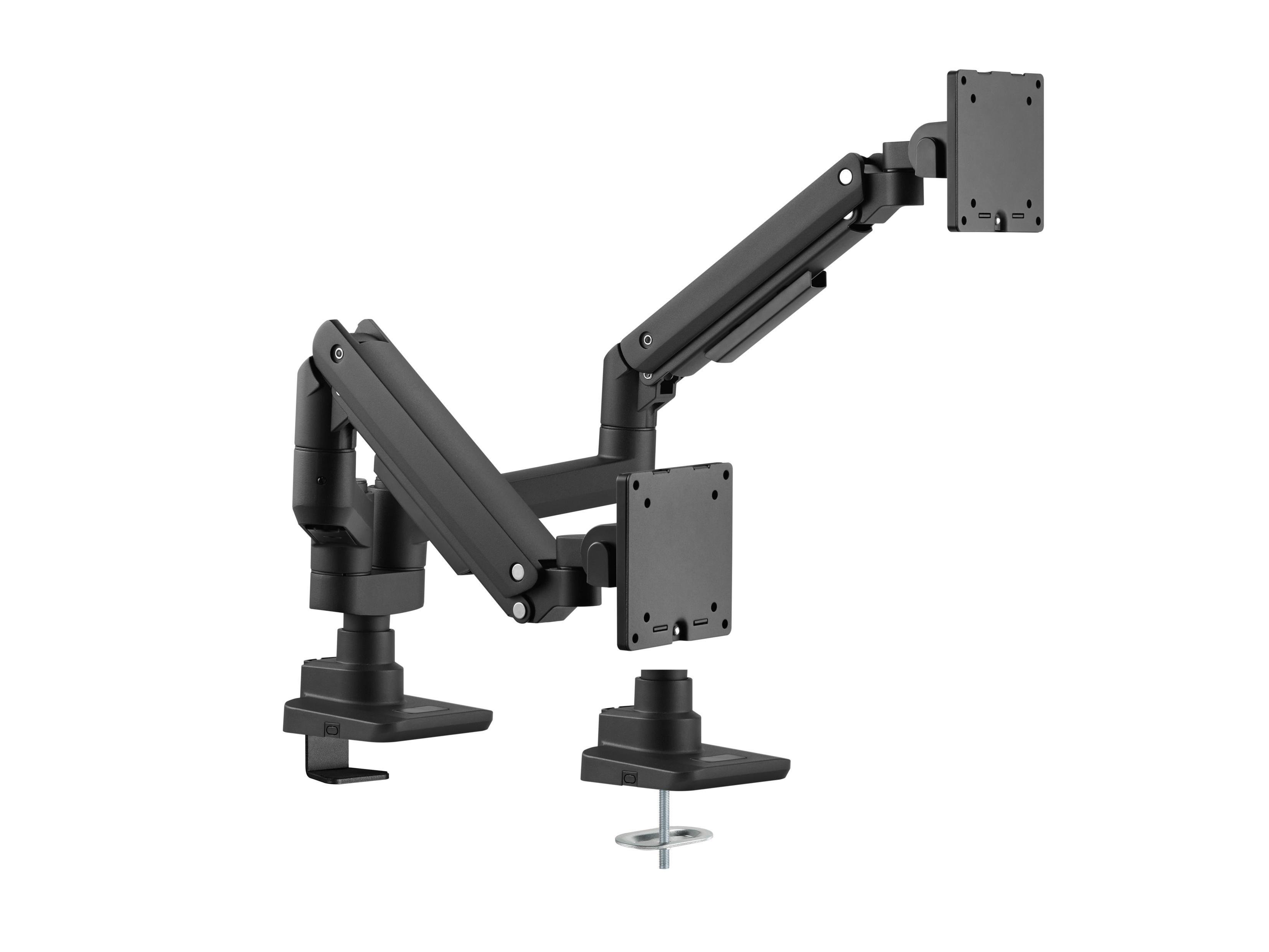 17"-35" Schwerlast-Doppelmonitor-Schreibtischhalterung, Schwarz