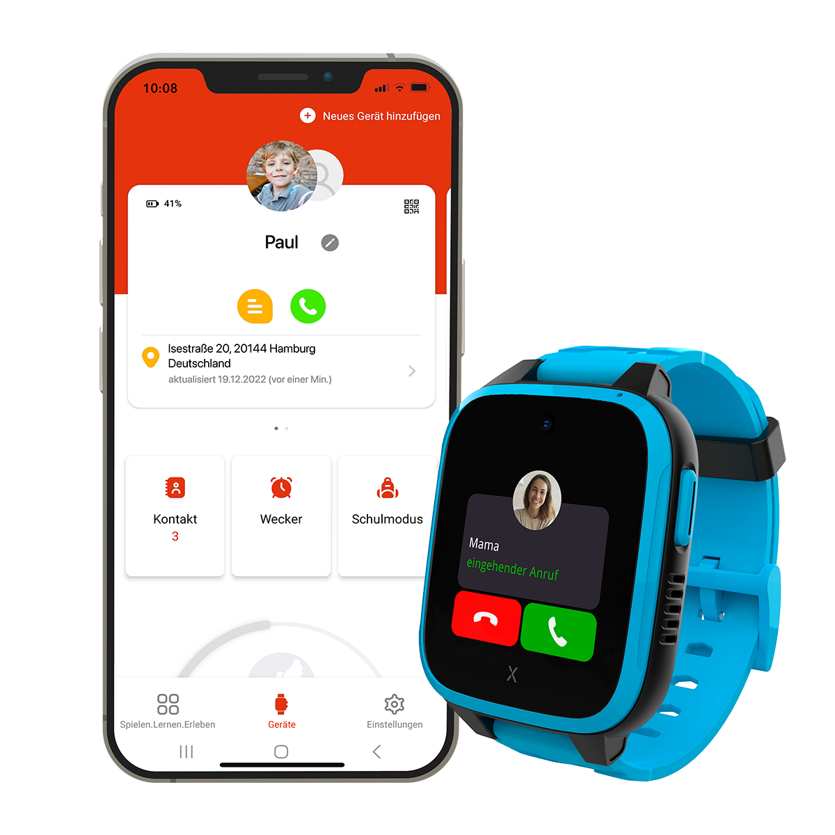 XGO3 Kinder-Smartwatch in Blau, Begleiter im Familienalltag mit GPS