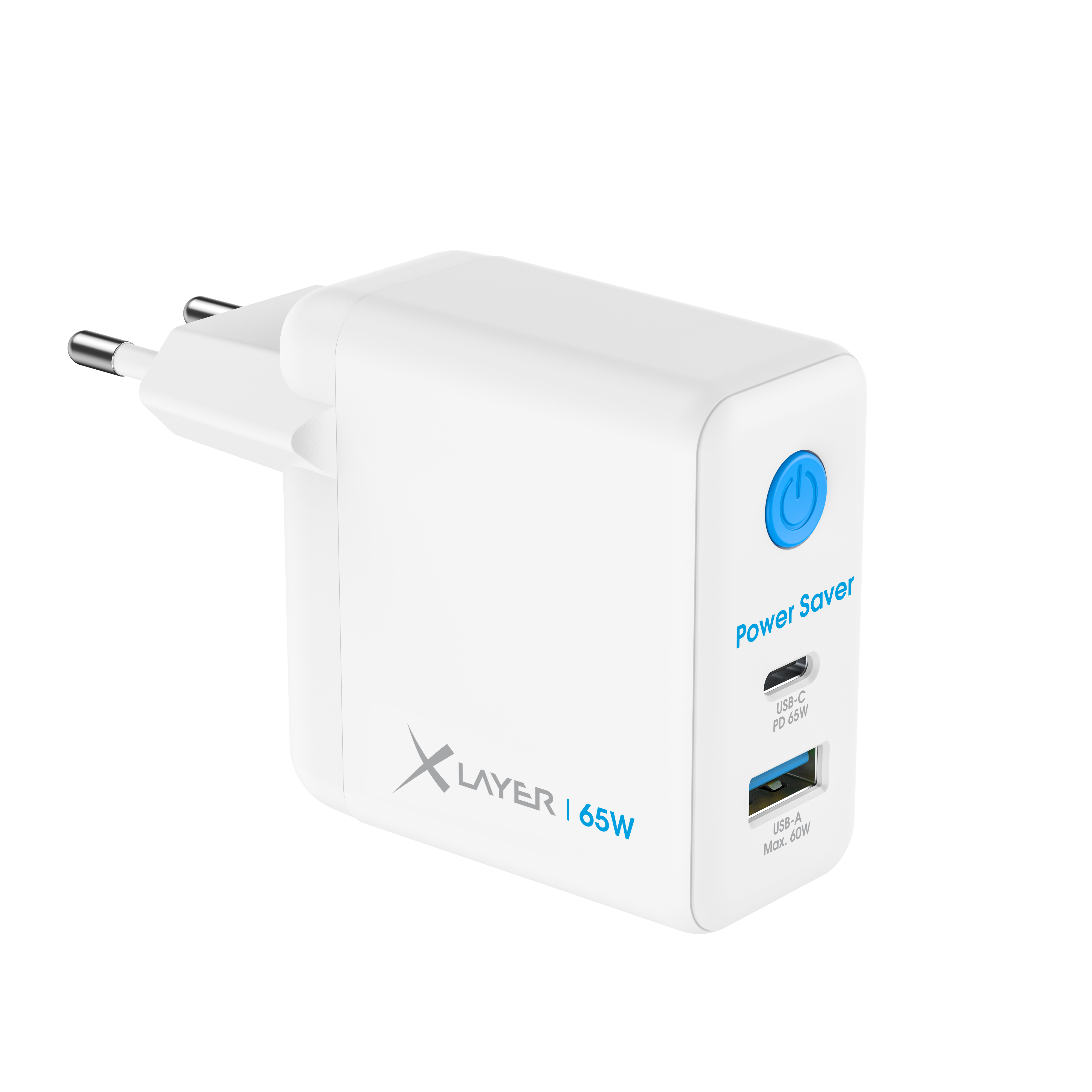65W Power Saver Duales Ladegerät mit Strom-Stopp-Funktion, weiß