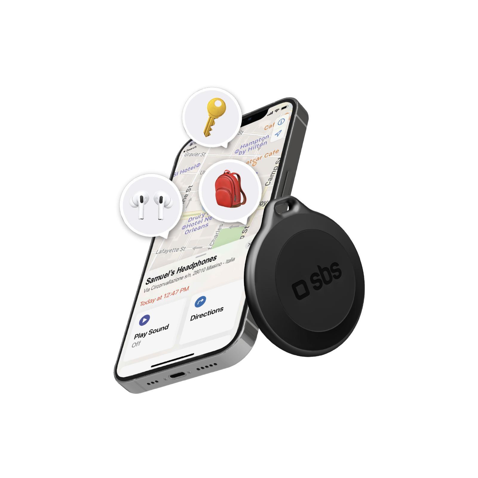 Wasserfester Objektsucher, kompatibel mit Apple Find My, Schwarz