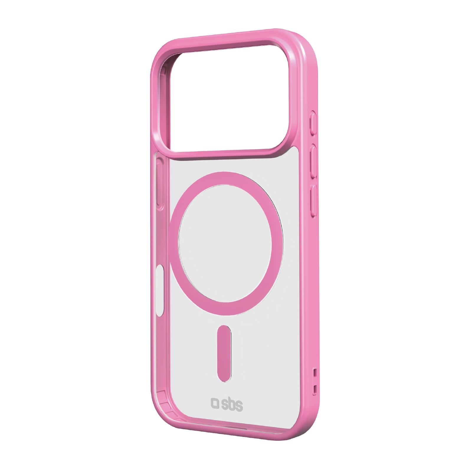 Case für iPhone 17 Pro mit farbigen Rändern, kompatibel mit MagSafe Aufladung, Rosa