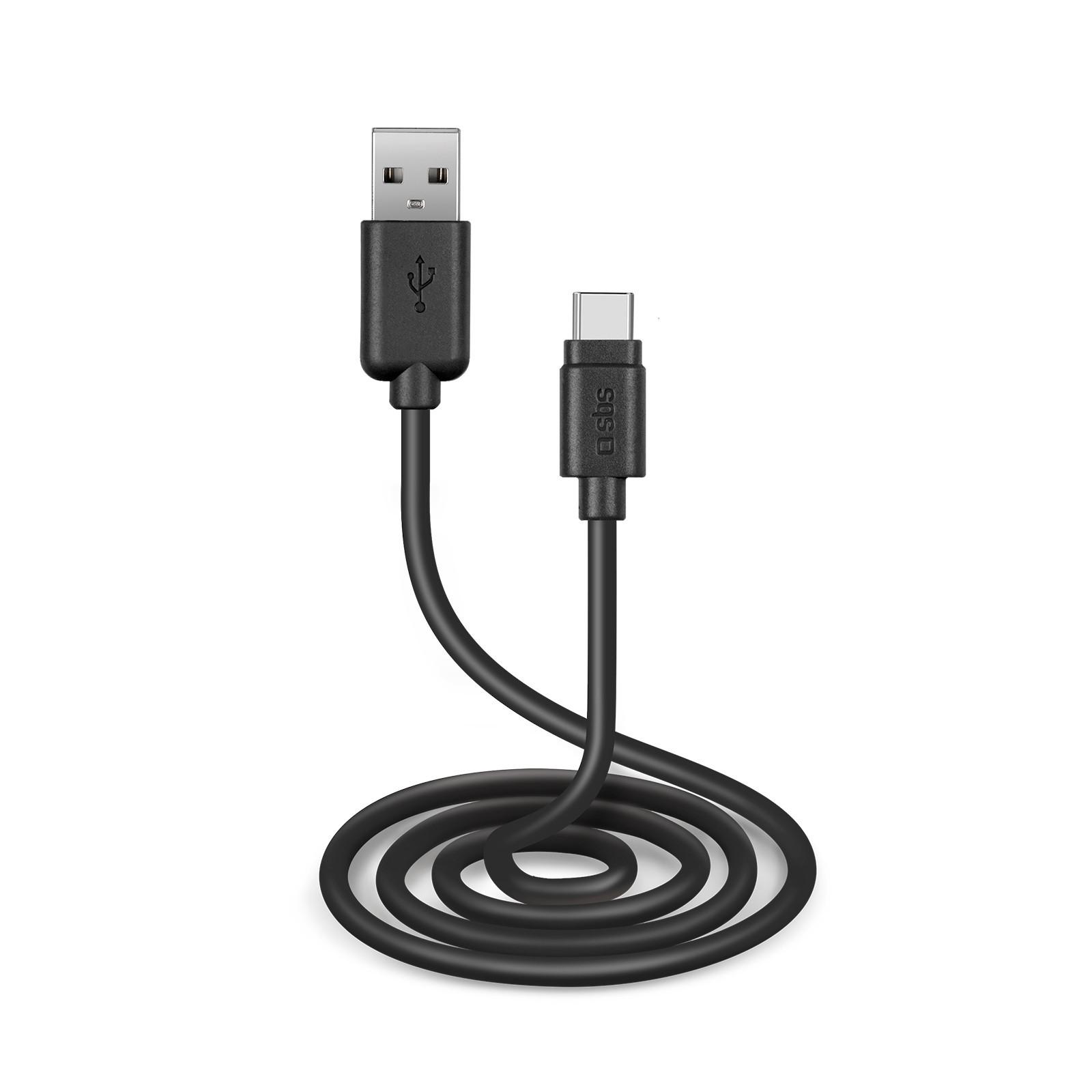 Daten- und Ladekabel, USB-A auf USB-C, 3 m, Schwarz