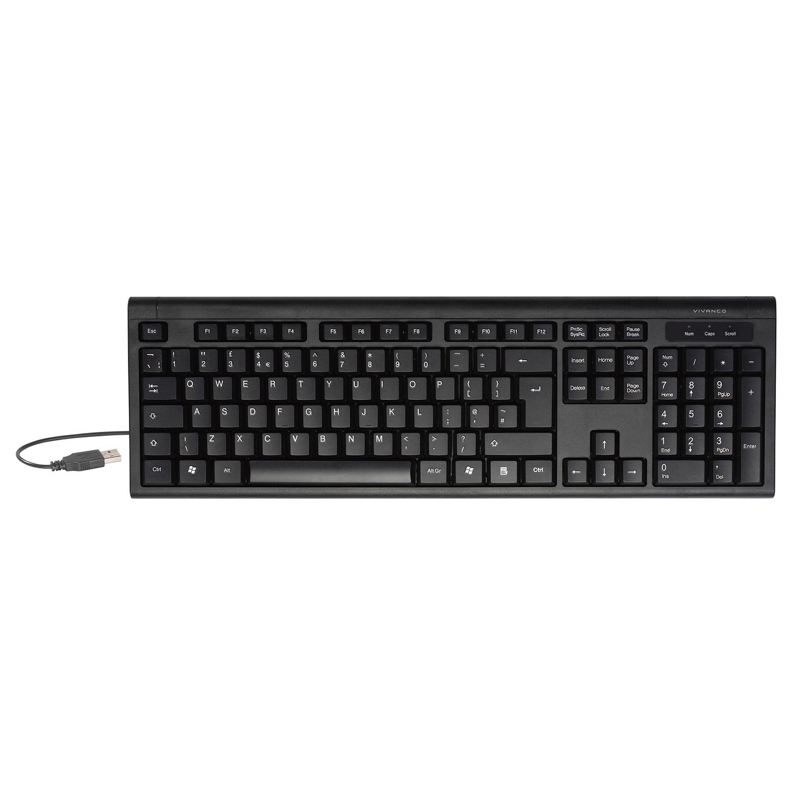 USB-Tastatur in voller Größe mit Ziffernblock und PS2-Adapter (DE-Layout), Schwarz