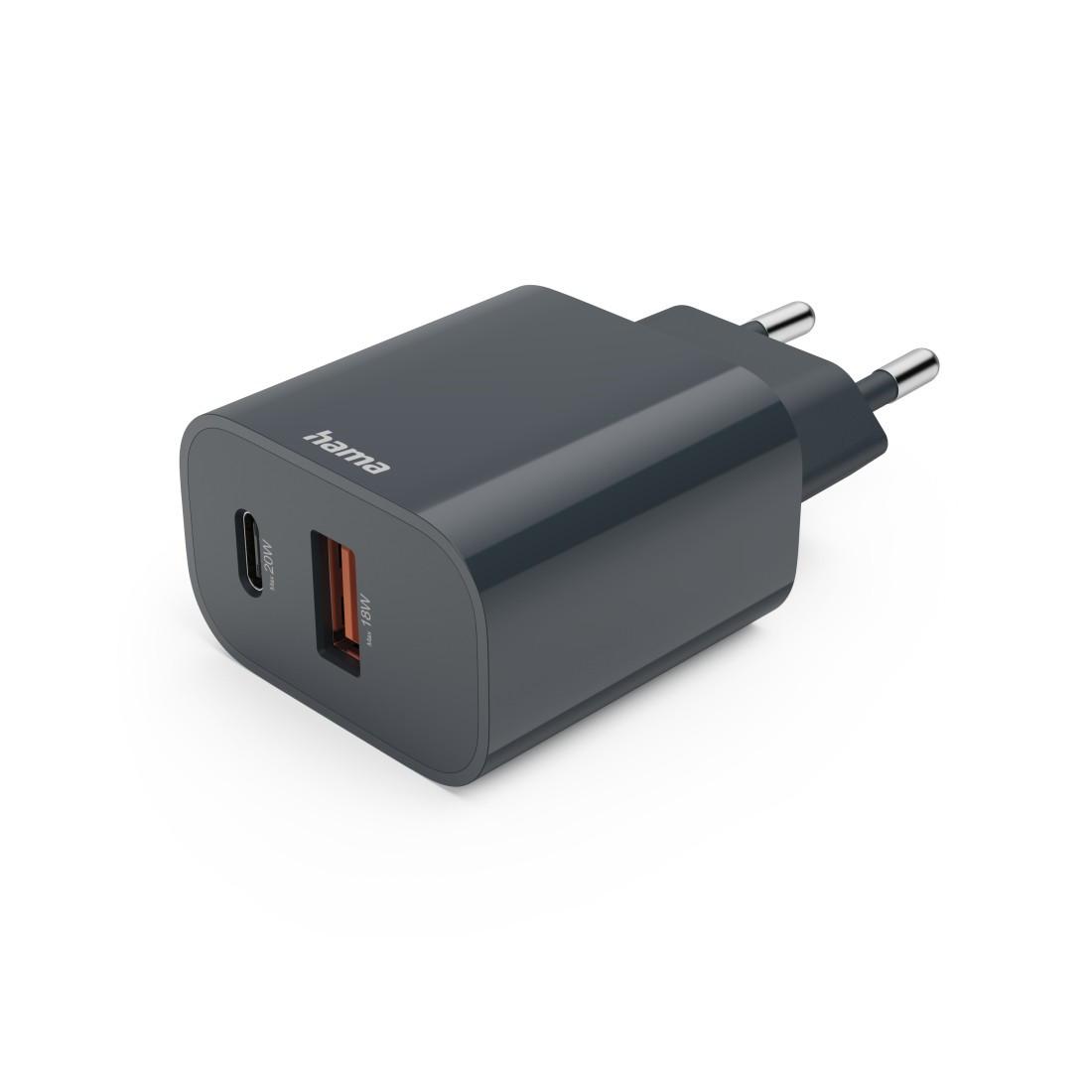Schnellladegerät, 1x USB-C, 1x USB-A, PD, 20 W, Anthrazit (00086441)