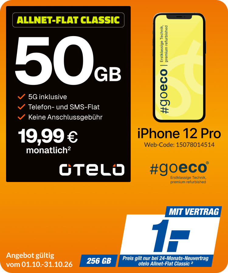 iPhone 12 Pro mit Allnet Flat Classic für 1€!