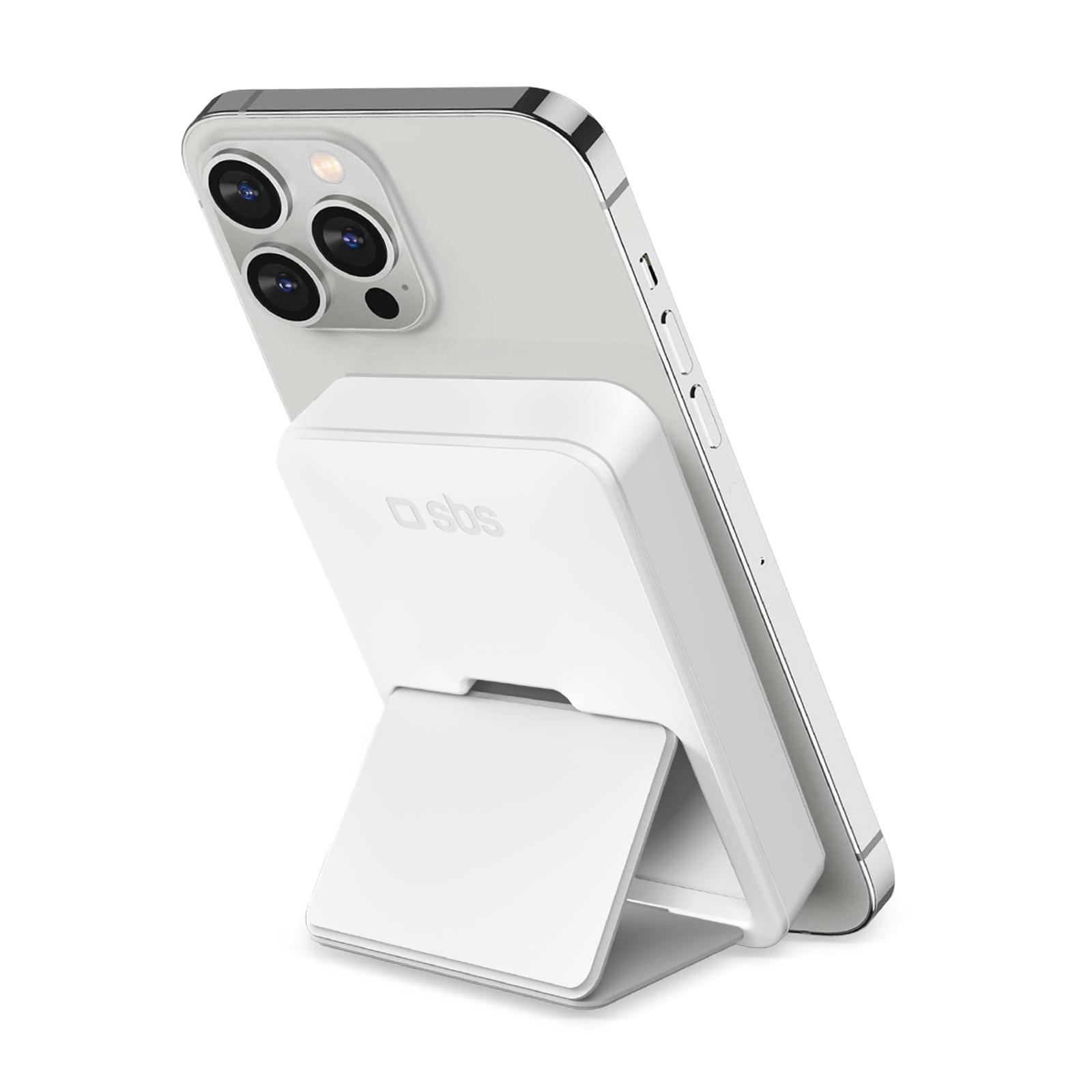 Magnetische kabellose 5000-mAh-Powerbank mit Standfunktion, Weiß
