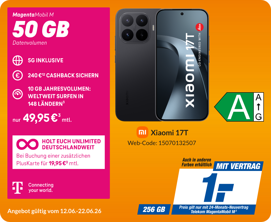 Xiaomi 17T mit Magenta Mobil M für 1€!
