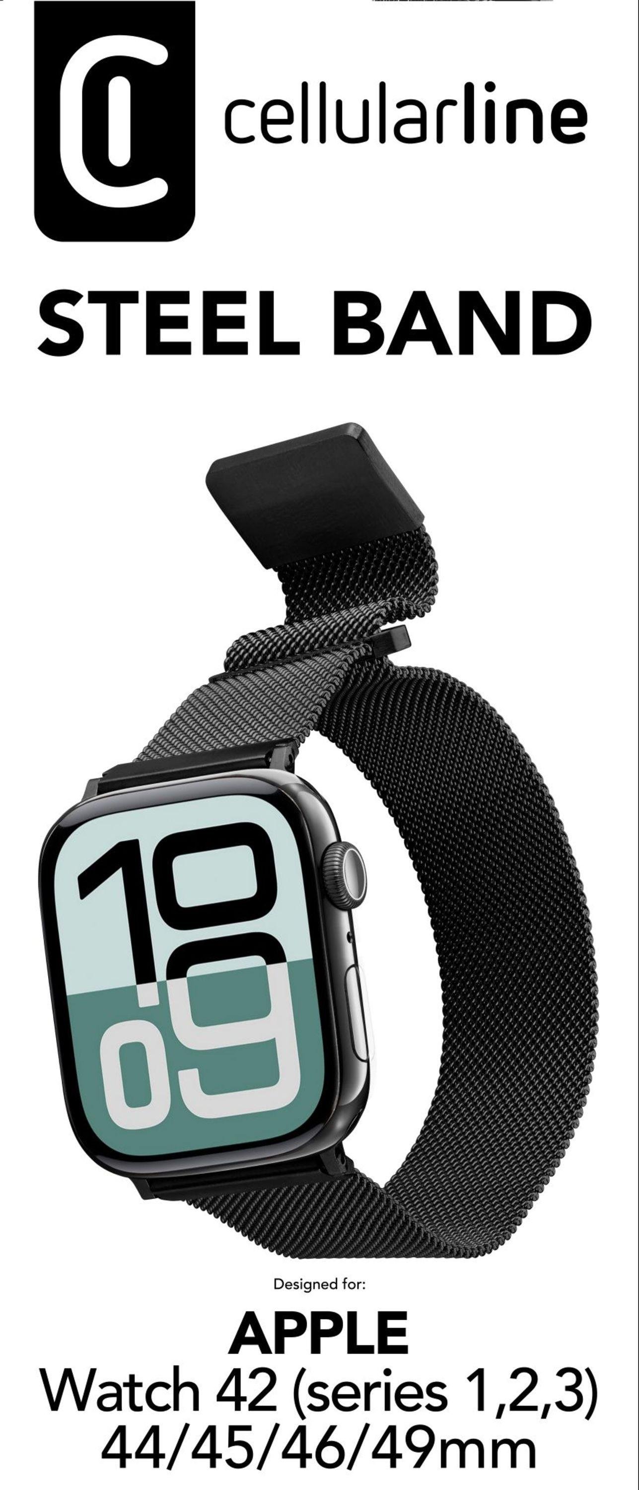 Steel Band für Apple Watch (Serie 1/ 2/ 3) 44/ 45/ 46/ 49mm Milanaise Black (61128)