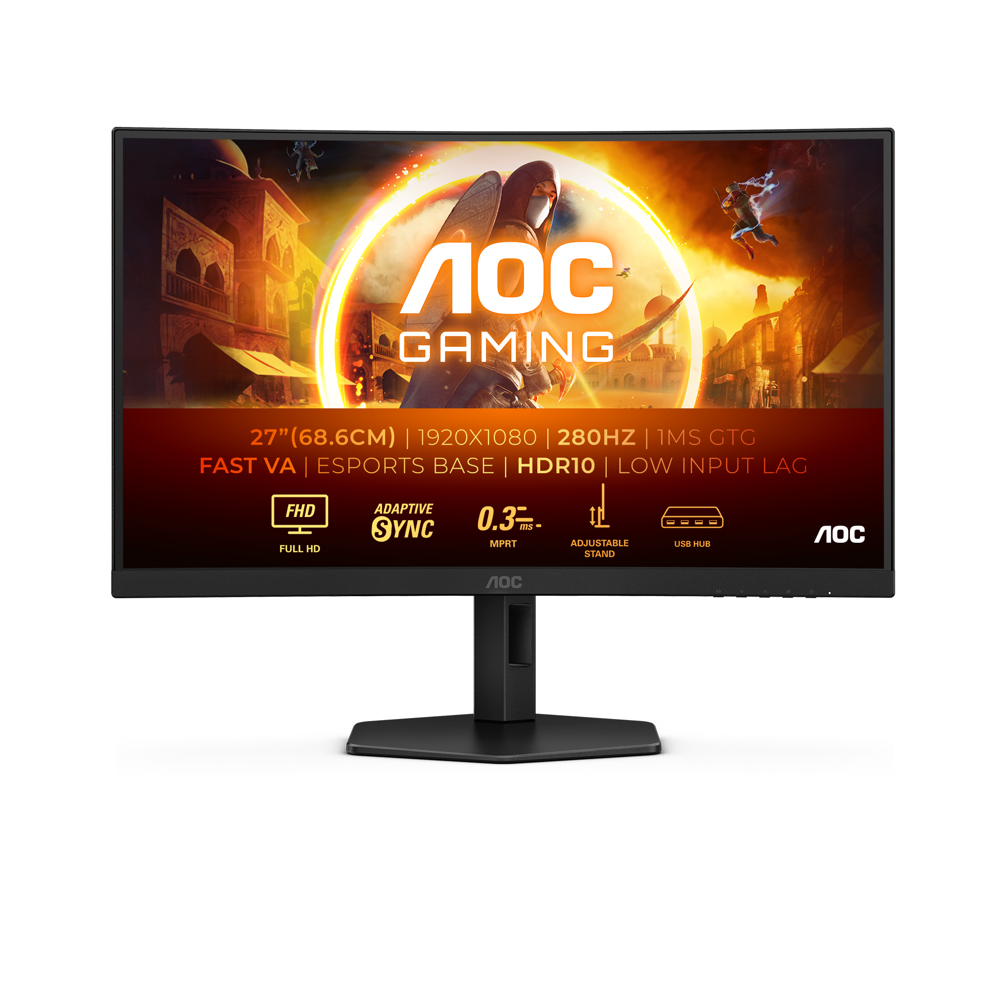 Gaming-Monitor C27G4ZXU, Schwarz, 27 Zoll, Curved, Full-HD, VA, 280 Hz, 0,3 ms