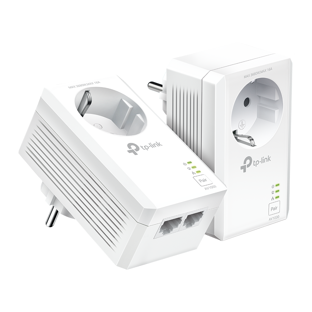AV1000 2-Port Gigabit Powerline Adapter mit Steckdose
