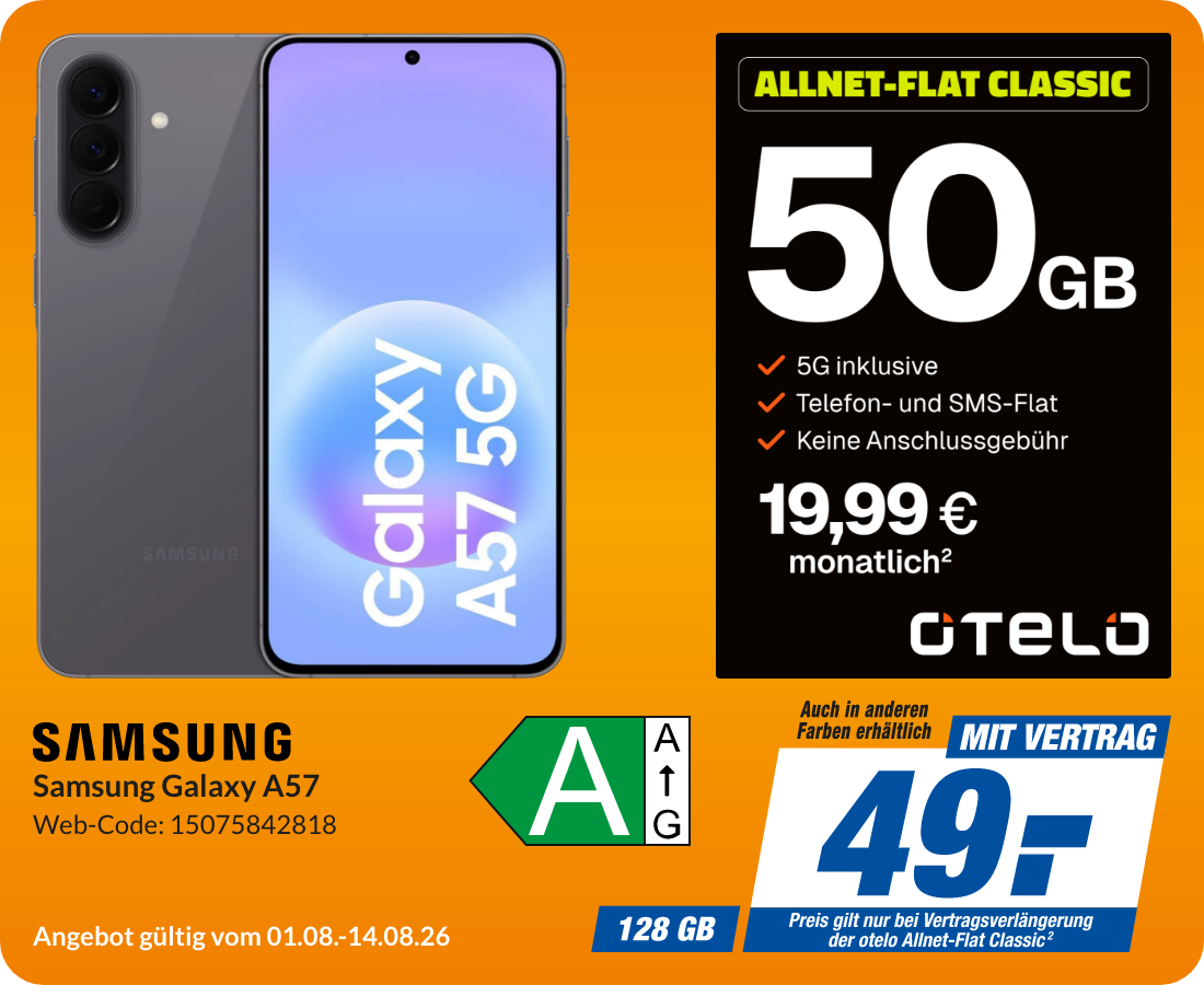 Galaxy A57 mit AllnetFlat Classic für 49€!