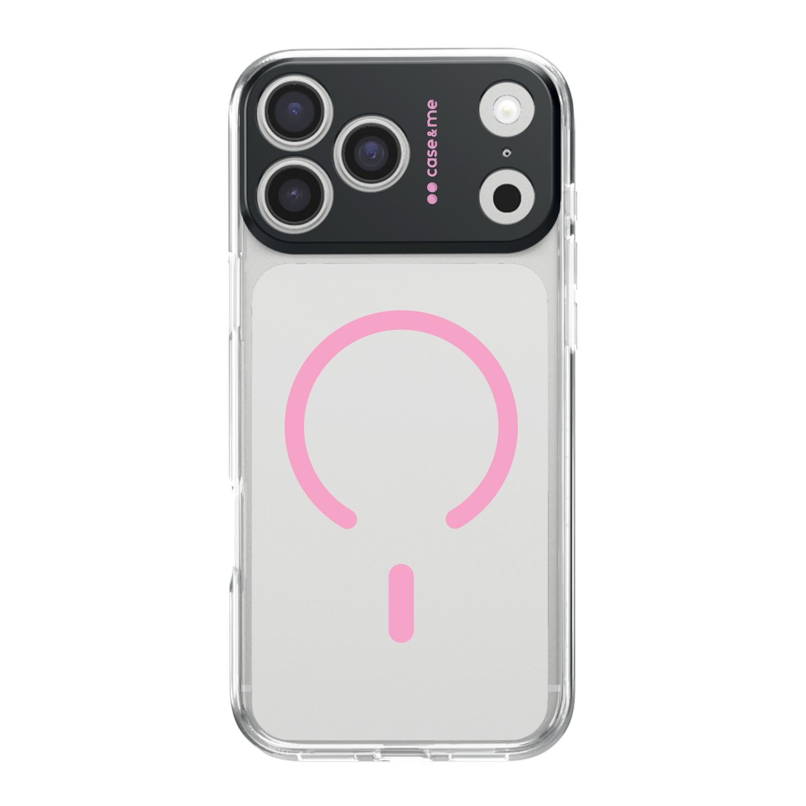 Transparente Hülle, kompatibel mit MagSafe-Aufladung für iPhone 17 Pro Max, Rosa