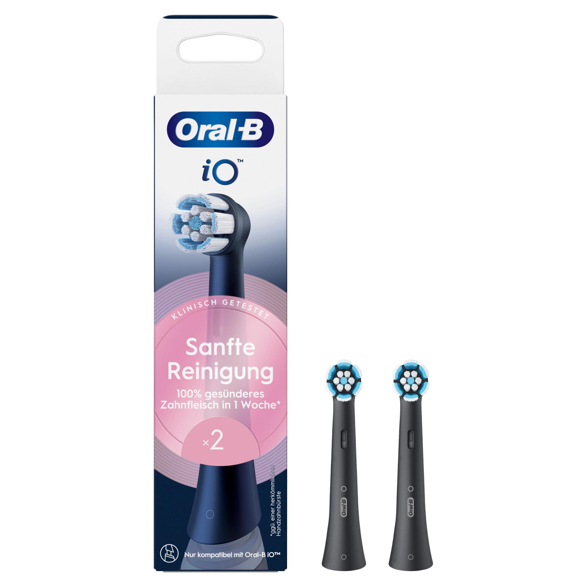 iO Sanfte Reinigung, Original Aufsteckbürsten, Schwarz, 2er