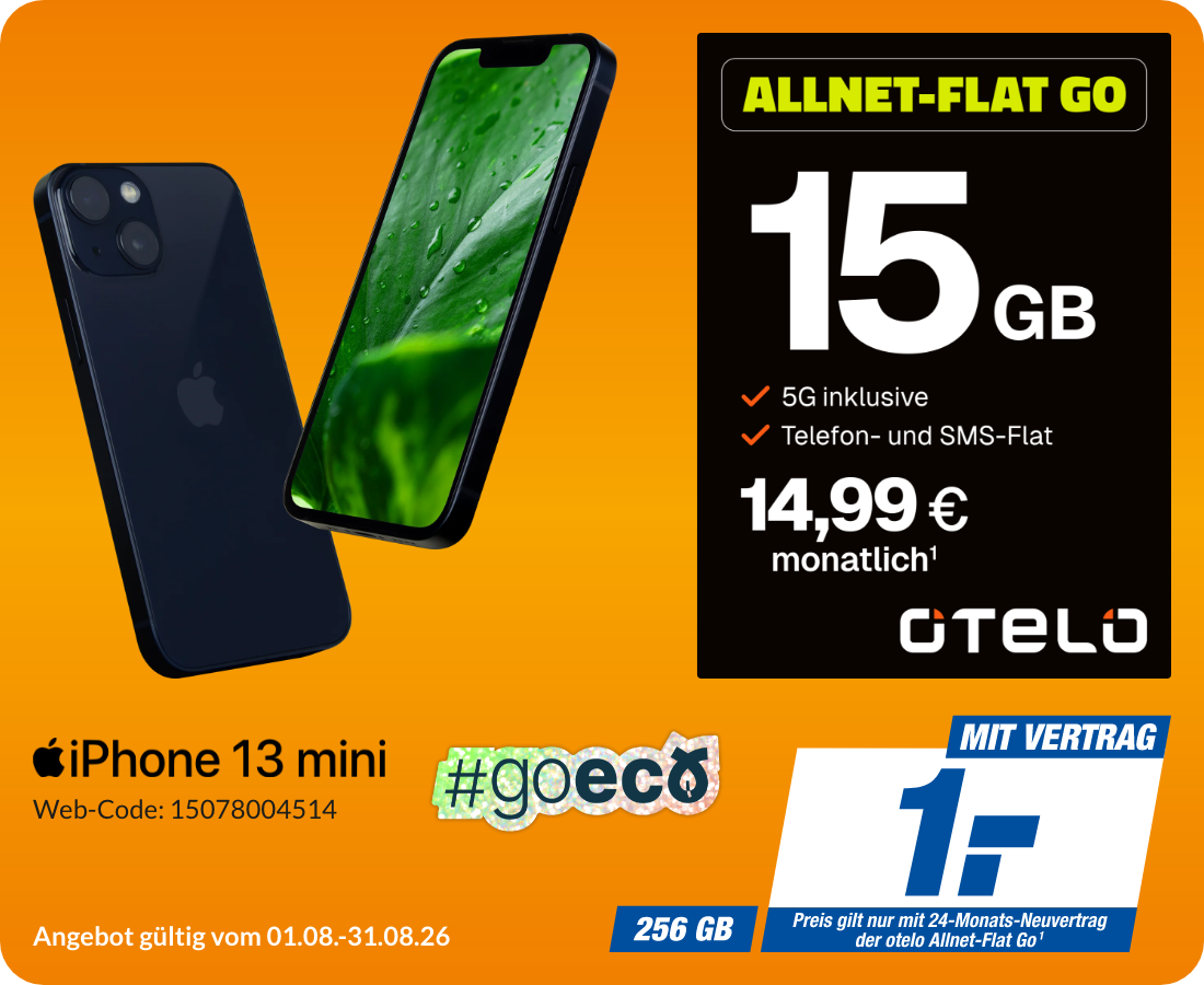 iPhone 13 mini mit AllnetFlat GO für 1€!