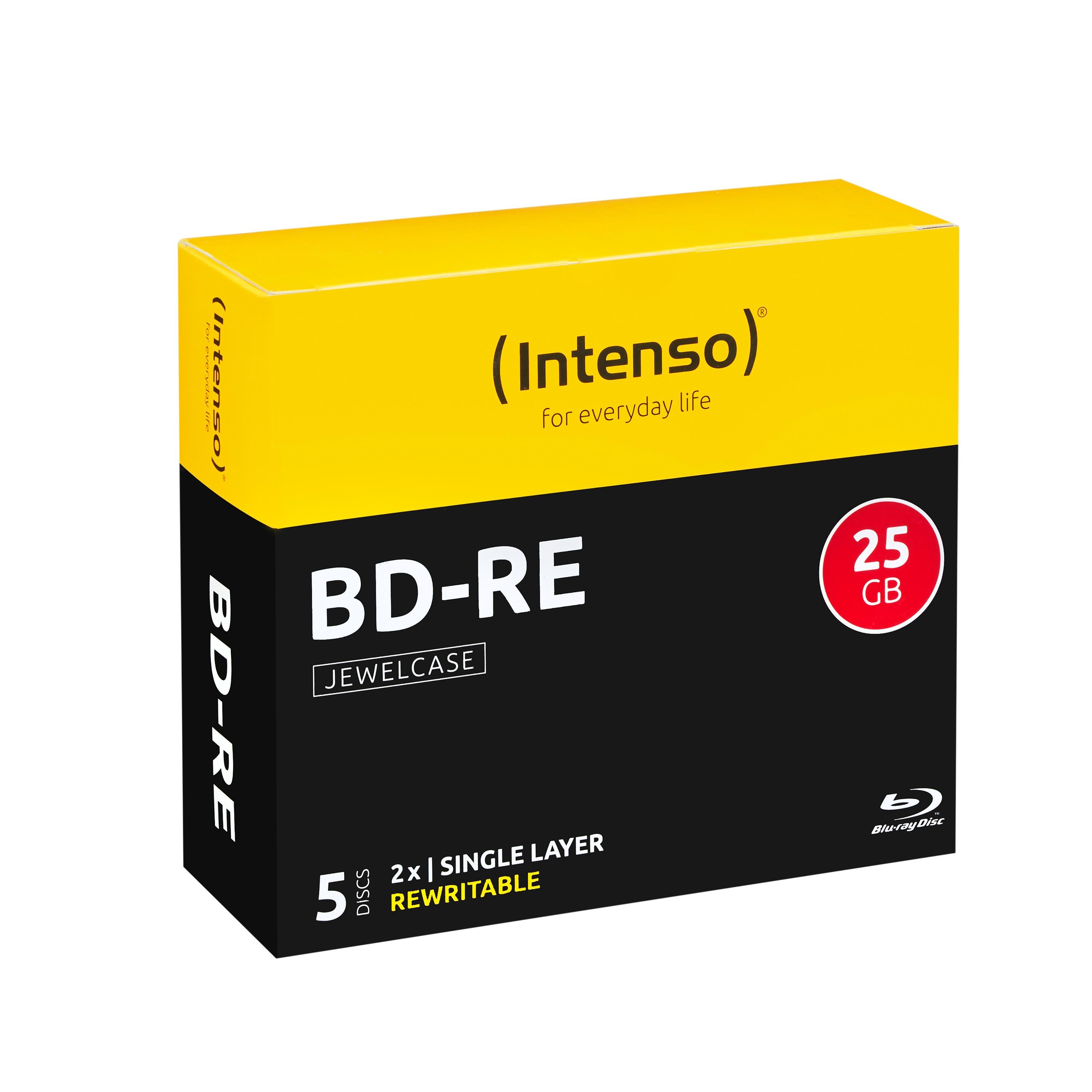 BD-RE, 25 GB, 2x, 5er Pack Jewelcase Blu-Ray-Rohlinge