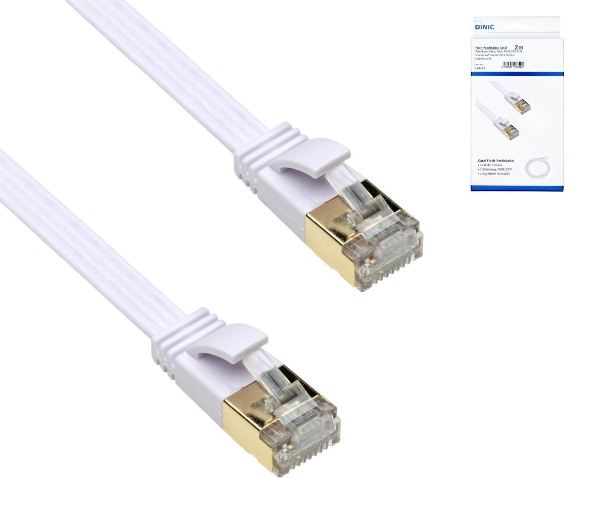 Patchkabel Cat.6, flach, PiMF/STP, Weiß, 2 m
