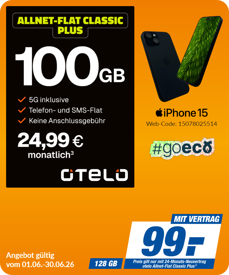 iPhone 15 mit Allet-Flat Classic Plus für 99€!