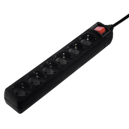 Steckdosenleiste, 6-fach, mit Schalter, 5 m, Schwarz (00137266)