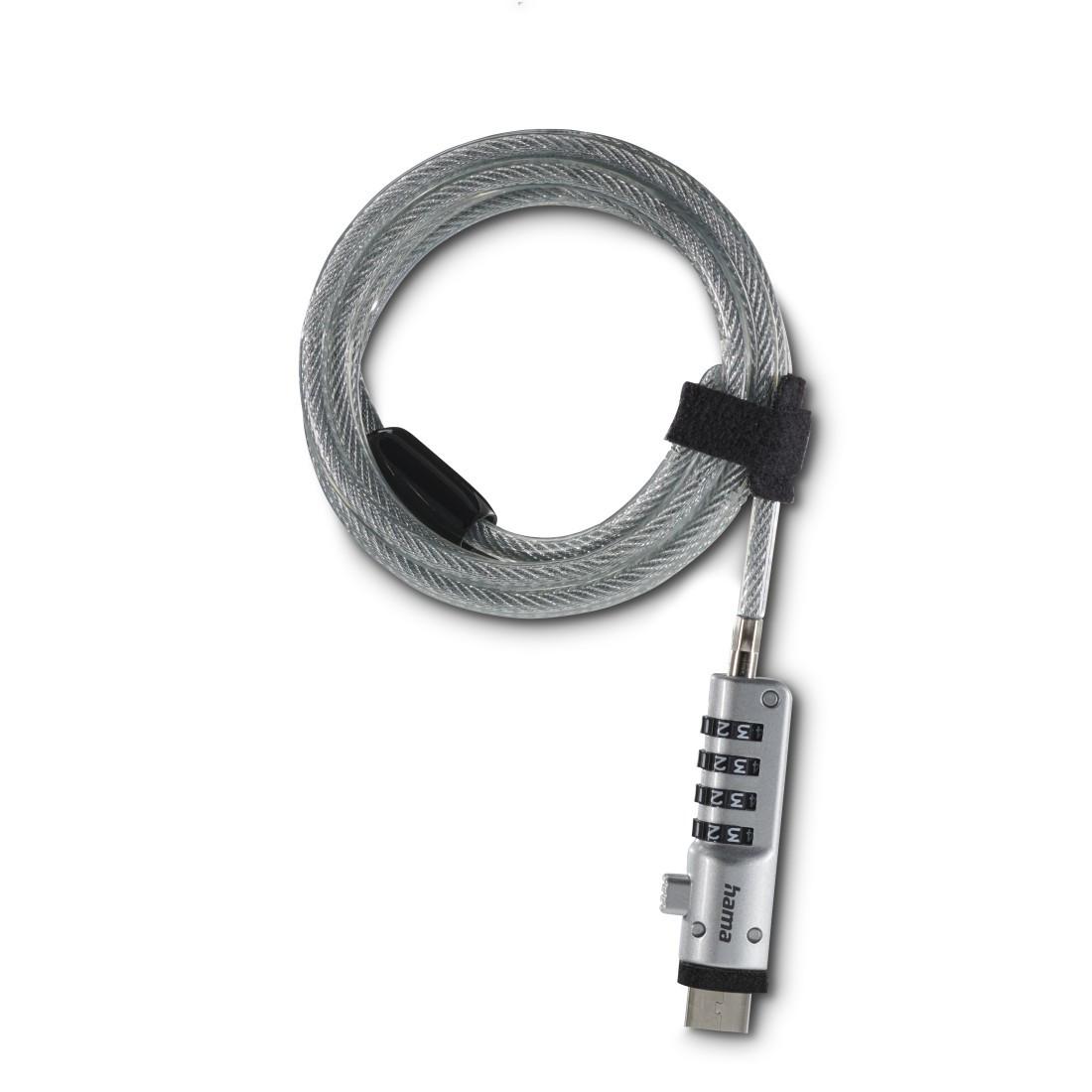 Laptopschloss "USB", Zahlenschloss 4-stellig, Carbonstahl, Silber (00126821)