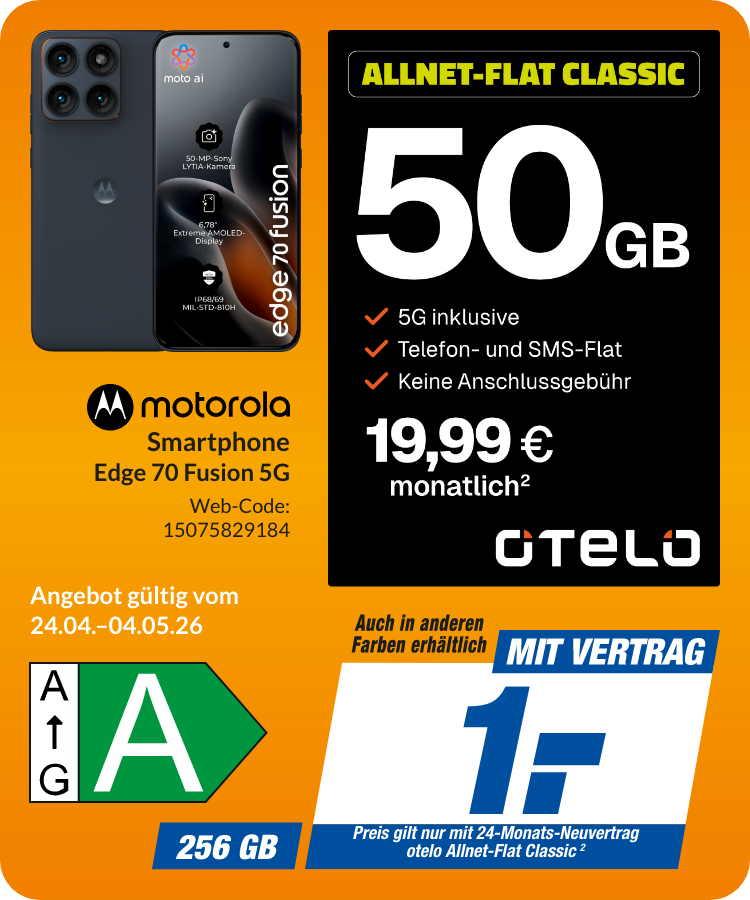 Motorola Edge 70 Fusion mit Allnet Flat Classic für 1€!
