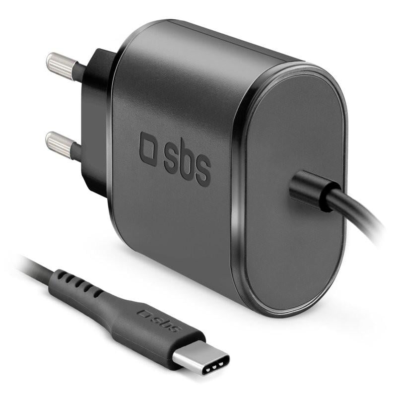 Reiseladegerät mit USB-C-Kabel, 3.1 A, 10 W, 1 m, Schwarz