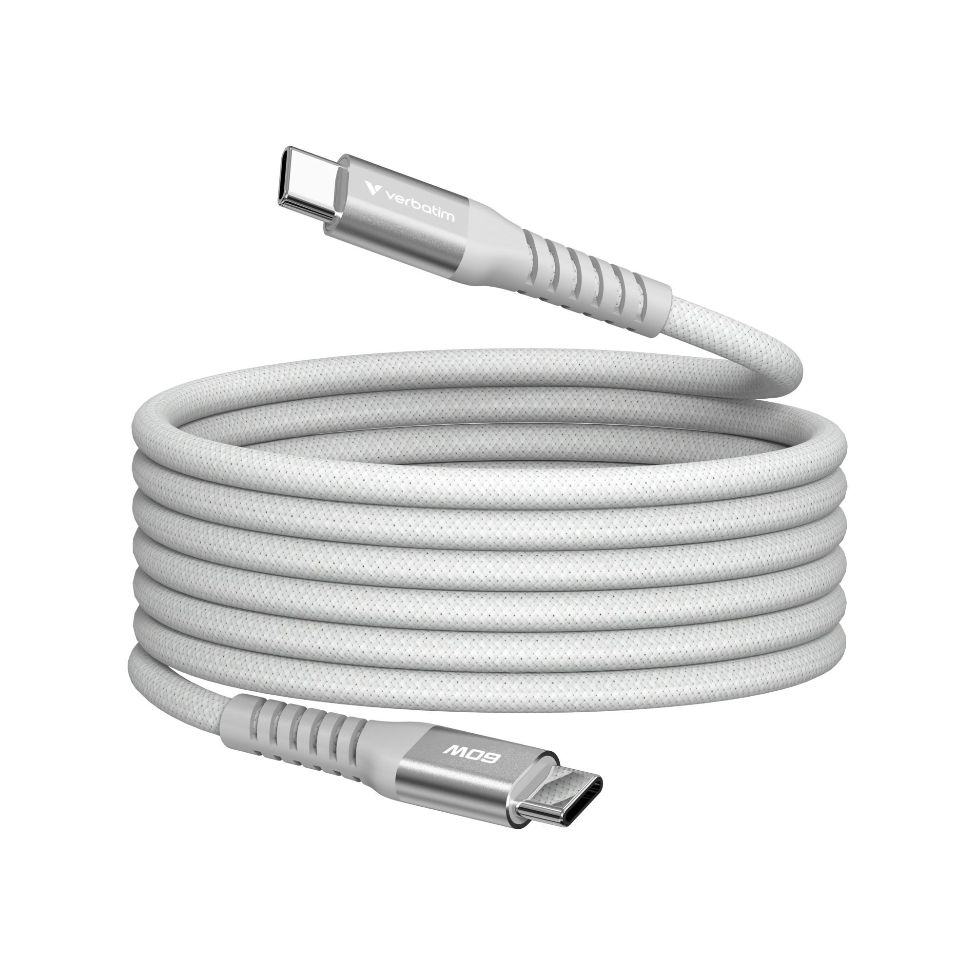 Sync & Charge Magnetkabel - 60W, USB-C auf USB-C, 1,2m, Grau