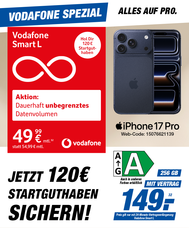 📱 iPhone 17 Pro – Jetzt Unlimited und 120€ Startguthaben sichern 🔥