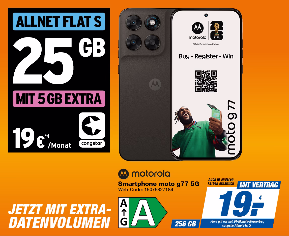Motorola moto g77 mit congstar Allnet Flat S mit 5GB Extra Daten
