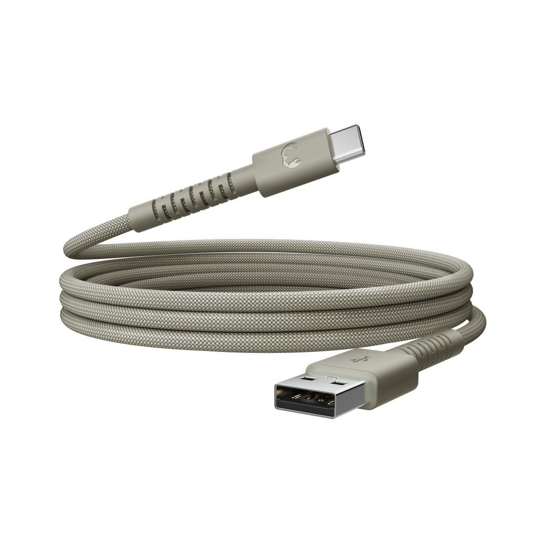 USB-A zu USB-C silikon geflochtenes Kabel "FlexWave" 2m, Dried Green (00231890)