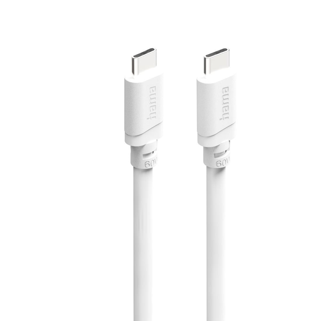 USB-C auf USB-C Kabel Ladekabel, USB-C - USB-C, 60 W, 1 m, Weiß (00201807)