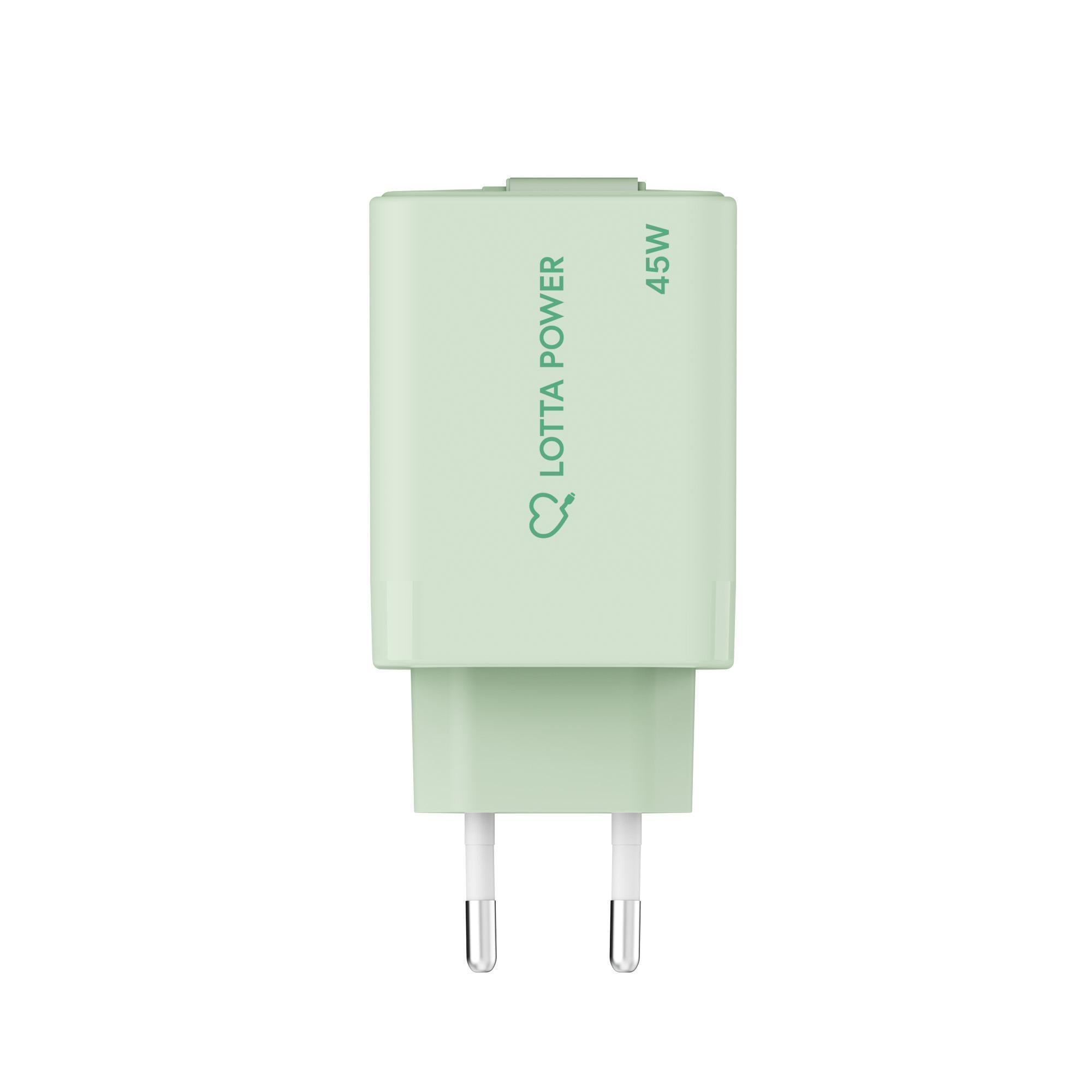 Universal Ladegerät 45W mit ausziehbarem USB Typ C-Kabel Mint