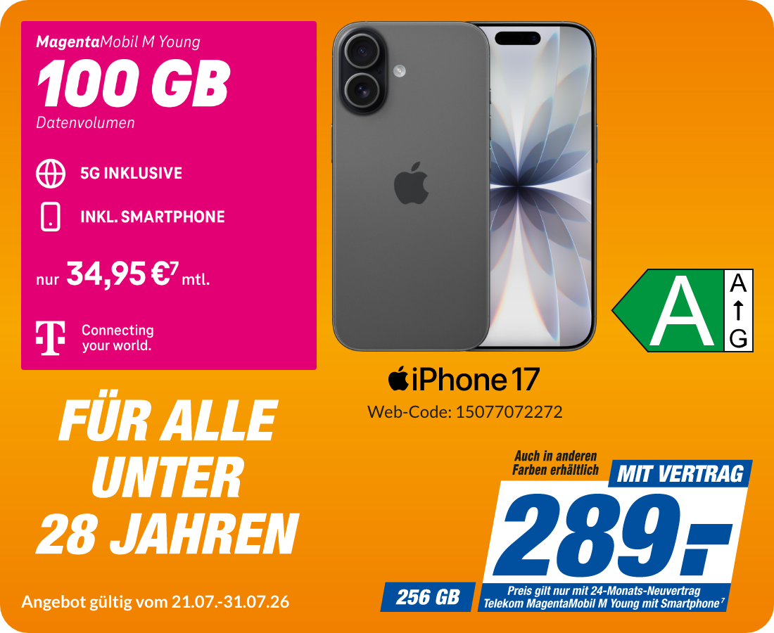 iPhone 17 mit Magenta Mobil M Young für 289€!