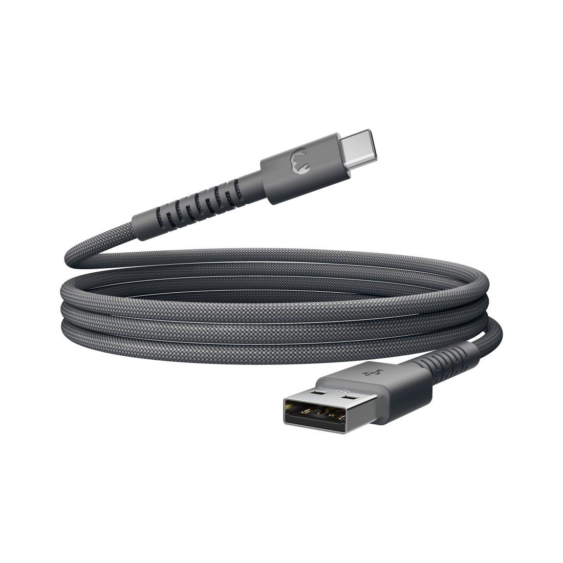 USB-A zu USB-C silicon geflochtenes Kabel "FlexWave" 70cm, Storm Grey (00231885)